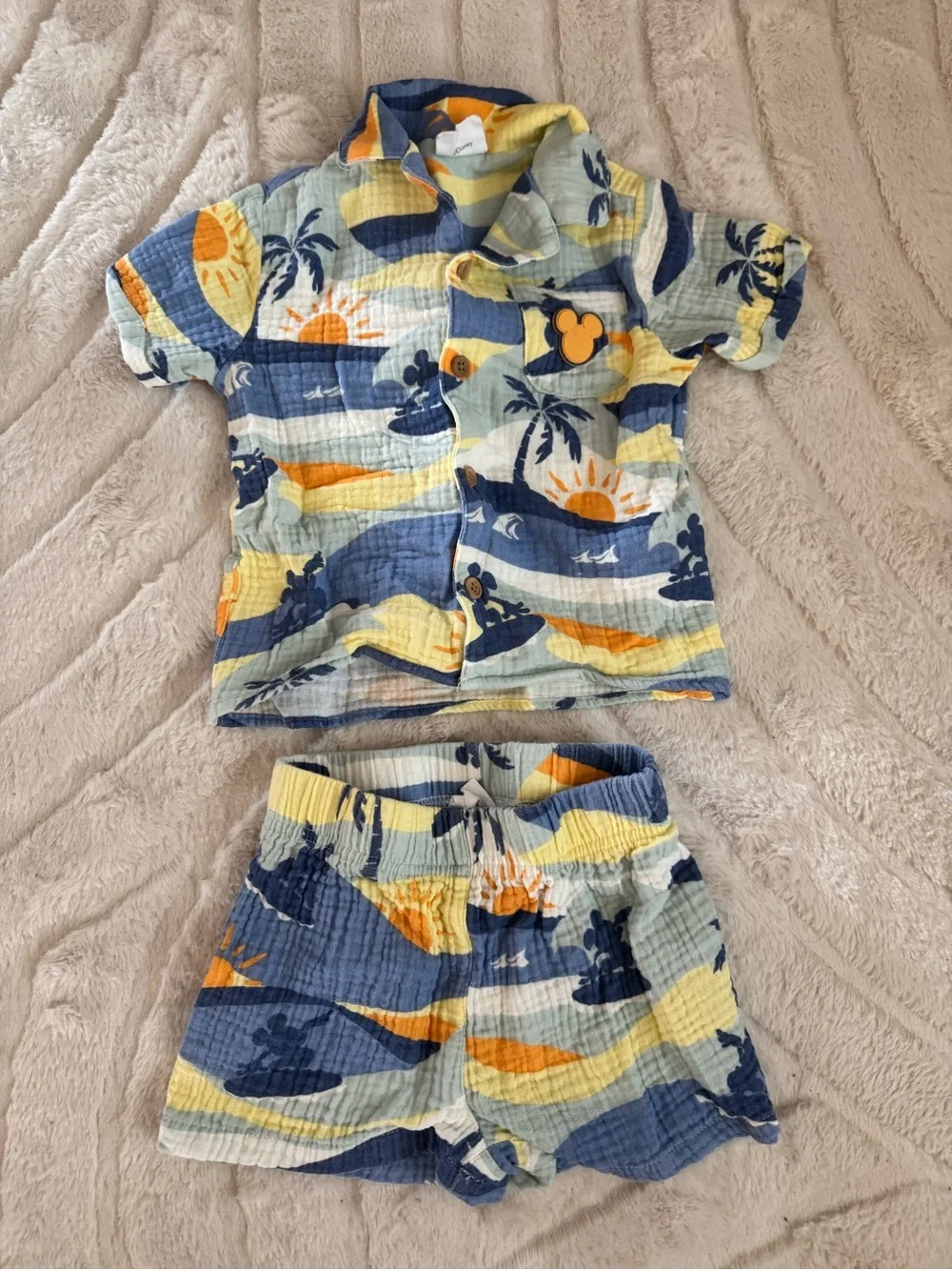 Disney Boys Blue Mickey Surf Print Set